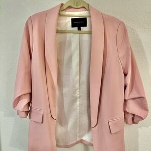 Banana Republic Pink Blazer with Ruched Sleeves and Shawl Collar